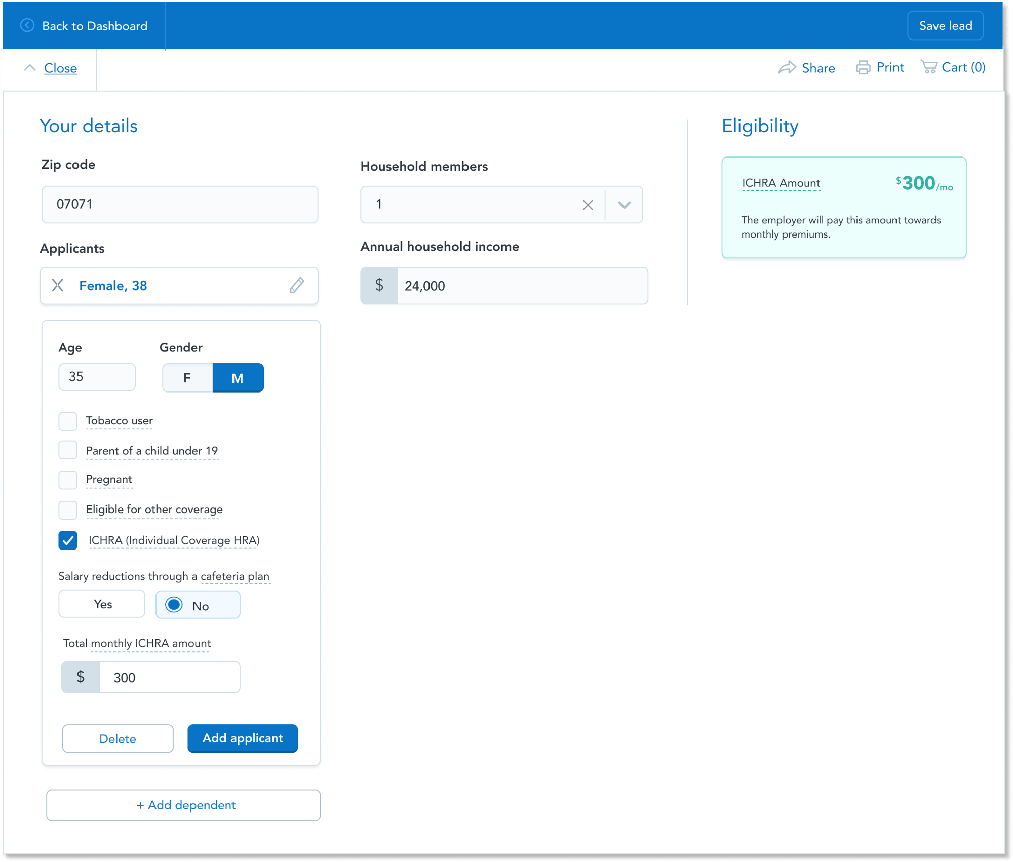 Custom Screener for ICHRA 